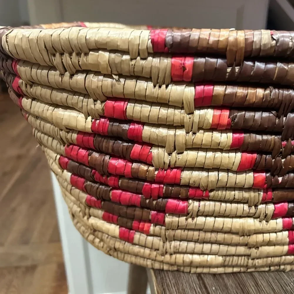 - Yupik coil basket Inuit vintage LARGE 16 x 20” handles